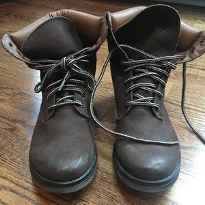 Steve Madden Brown Combat Lace Up Boots